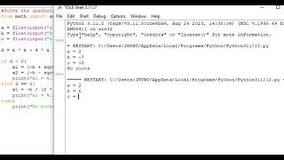 python program to solve quadratic equation in python