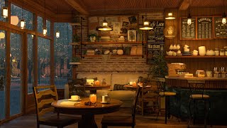 4K Cozy Coffee Shop with Smooth Piano Jazz Music for Relaxing Studying and Working