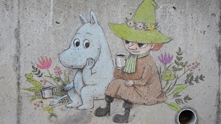 ムーミンとスナフキンを描いてみた。（Drawing Moomintroll and Snufkin. Color Pastel Picture Time-lapse.）