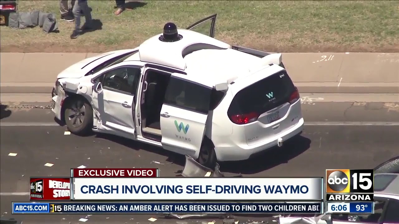 Vehicle Crashes Into Waymo Vehicle In Chandler - YouTube