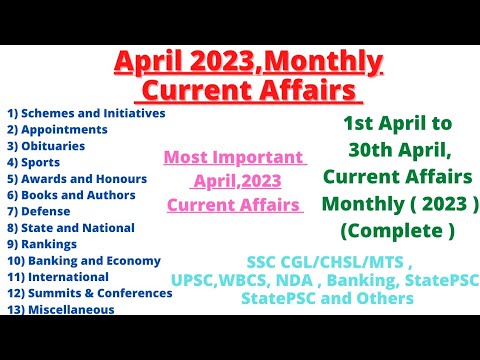 April 2023 Monthly Current Affairs April 2023 Important Current