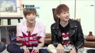 120510 JBJ Talk Show DBSK and SJ Lips / Rock Scissors Paper Game cut (Eng Sub)