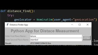 python projects 35 Distance Measure between 2 cities