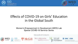 Effects of COVID19 on girls' education in the Global South