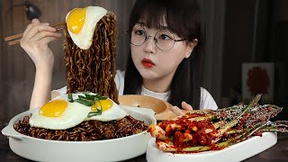고기듬뿍! 짜파게티 파김치 먹방 BLACK BEAN NOODLES & GREEN ONION KIMCHI MUKBANG | EATING SOUNDS