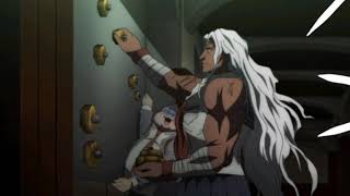 Sakura Ogami and Hifumi Yamada attempt to escape. (Danganronpa, Rose From The Dead.)