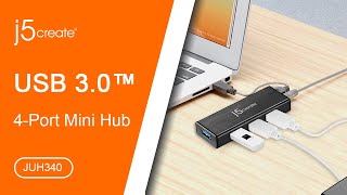 j5create® USB™ 3.0 4-Port Mini Hub JUH340