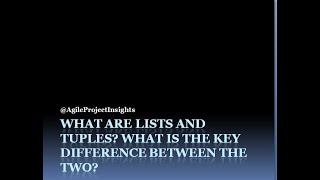 List vs Tuple in Python: A Comprehensive Comparison Python Interview Questions and Answers