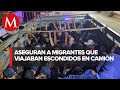 En Oaxaca aseguran a 100 migrantes escondidos en caja de camión; iban a CdMx