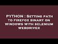 PYTHON : Setting path to firefox binary on windows with selenium webdriver