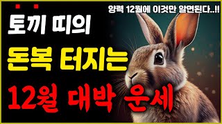 양력 12월에 크게 대박날 수 있는 토끼 띠 운세입니다 !! (띠별운세)