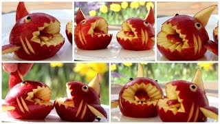 Super Fruits Decoration Ideas -Apple Shark fruit plate design
