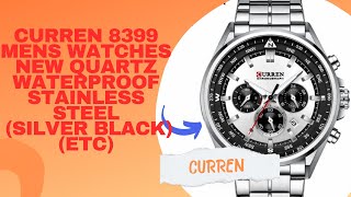 CURREN 8399 Mens Watches New Quartz Waterproof Stainless Steel Silver Black ETC