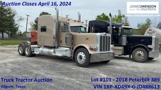 Lot #101 : 2018 Peterbilt 389 VIN -JD488613