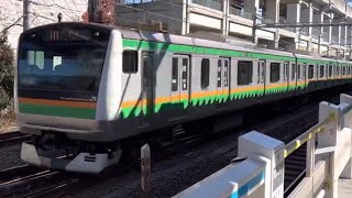 【爆音ジョイント音】4524Y 湘南新宿ライン(宇都宮線直通) E233系3000番台U232編成＋E231系1000番台K-17編成 快速 宇都宮行 池袋～赤羽間(上中里駅) 通過 1229-13