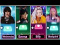 WEDNESDAY ADDAMS vs EMMA MYERS vs BILLIE EILISH  vs BLACKPINK | Tiles Hop EDM Rush |