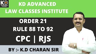 Order 21 rule 88 to 92 | By K.D Charan Sir | KDALC