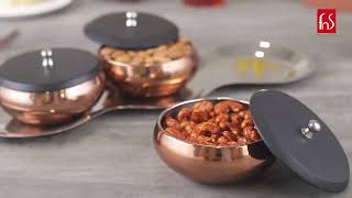 FNS Premium Stainless Steel Georgia Snacks Serving Set (Rose Gold)