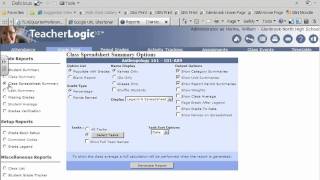 TeacherLogic: Class Spreadsheet Summary Report