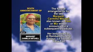 Margaret Carmillia Mitchell ~ Short Obituary