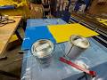 Touching up the blue and the yellow.