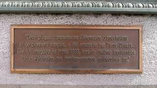 Québec, Quebec City, commemorative plaque of the first colonization cemetery in Quebec in English