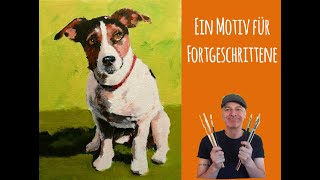 Malen mit Acryl: süßer Jack Russel | Hund Portrait malen