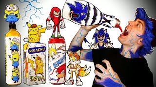 DO NOT DRINK SONIC.EXE 😈Tails + Knuckles + Minions + Detective Pikachu - DIY Drinks & DIY Crafts
