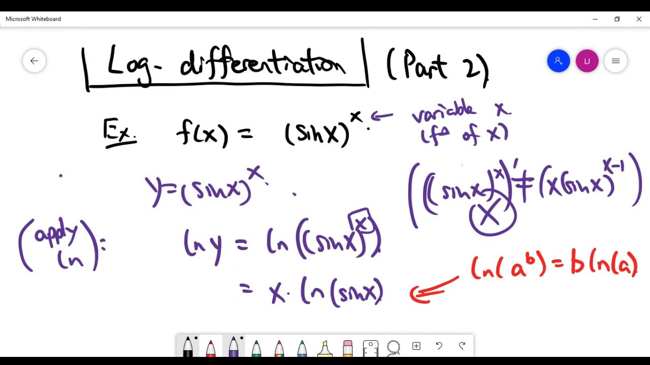 Calculus: Logarithmic Differentiation (Part 2) - YouTube