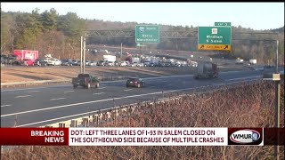 NH DOT: Left three lanes of I-93 in Salem closed on southbound side because of multiple crashes