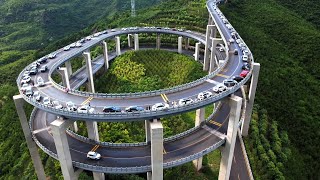 Internet celebrity highway in Tianlong Mountain, Taiyuan, Shanxi, China, three levels of spiraling