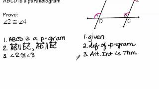 Proofs about Parallelograms part 1
