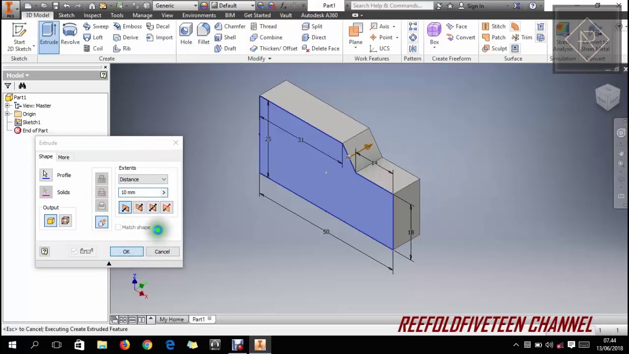 Autodesk Inventor Beginner Tutorial Practice 1 Basic Hd Youtube
