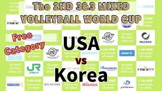 2/24 A3 USA vs Korea【The 2nd 3\u00263 Mixed volleyball World CUP】Free Category