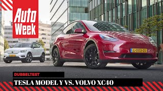 Tesla Model Y vs. Volvo XC40 - Dubbeltest - English subtitles