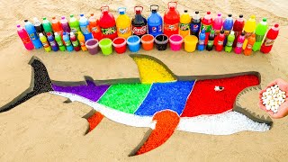 How to make Rainbow Megalodon Shark with Orbeez, Coca-Cola, Pepsi, Fanta vs Mentos & Popular Sodas
