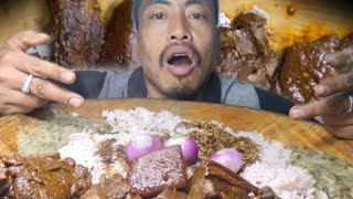 Eating Anishi with smoked pork and yam boiled Naga mukbang @akzzvlog2379