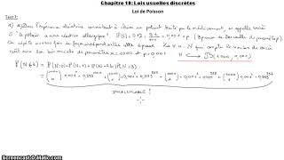 PostBac Probabilités: Lois discrètes usuelles - Loi de Poisson - CORRECTION