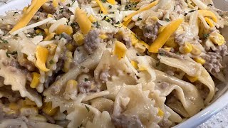 Bowtie Farfalle Pasta with Ranch Seasoning Ground Beef Recipe/CompleteMeal