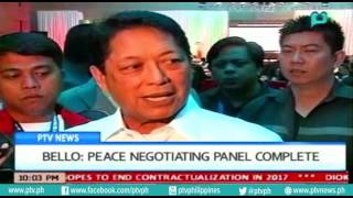 [PTVNews 9pm] DOLE Sec. Bello: Peace negotiating panel complete [07|14|16]