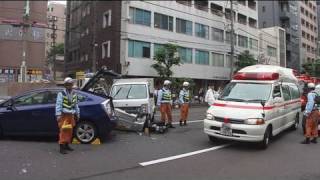 レスキュー車と救急車。The ambulance and the rescue car.