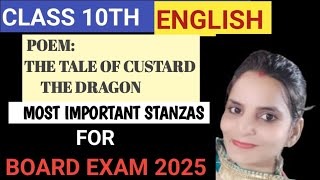 CLASS 10 POEM.9 The TALE OF CUSTARD THE DRAGON IMPORTANT EXTRACT WITH SOLUTION IN HINDI IMP FOR EXAM