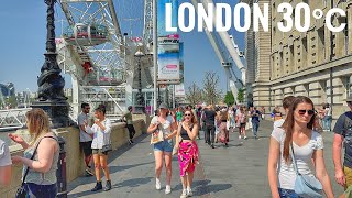 England, London Summer Streets Heatwave Walk | Central London, St James’s Park, Big Ben, London Eye
