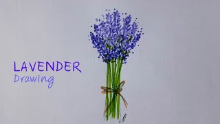 Lavender Drawing | How to Draw Lavender Flower | Brush pen