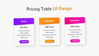 How to Create Pricing Table Using Html and Css With Source Code | Crown Coder