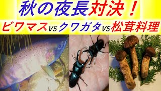 【夜長♪秋の対決祭り】ビワマス産卵VSクワガタ採集VS松茸料理♪