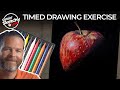 Drawing an Apple with Colored Pencils on Black Paper - Timed Drawing Exercise