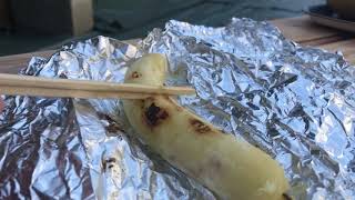 Grill wrapped in aluminum foil banana/ Camping cooking / Solo outdoor cooking / Camping recipes /