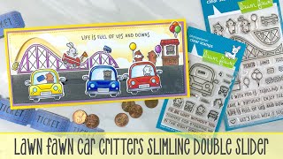 Lawn Fawn Car Critters Double Slider Slimline Card