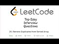 Leetcode: Remove Duplicates From Sorted Array (Facebook Interview Question)